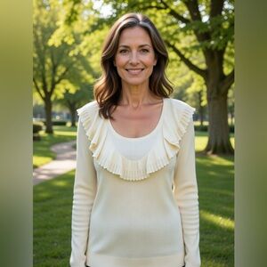 Ralph Lauren Cream Ruffled Crewneck Sweater
A6